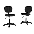 Two Black Office Chairs With Adjustable Height Swivel Wheels And Ergonomic Backrest 3d model