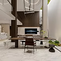 Modern Basement Interior With Sofas And Pendant Lights