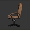 Modern Orange Leather Office Chair With Adjustable Armrests And Swivel Base