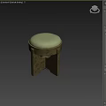 Modern Sofa Stool With Beige Velvet Cushion And Distressed Metal Base