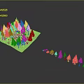 3D Terrain Model With Trees Colored Textured Ground And Smaller Tree Models 3d model
