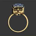 Unique Gold Ring With Skull Design And Blue Green Gemstone As Fashion Accessory