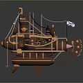 Vintage Retro Submarine Model With Decorative Flag Chain And Craft Details Design