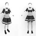 Two Different Maid Costume Designs With Dress Apron Headpiece And Shoes
