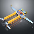 Futuristic Mechanical Structure With Orange Silver Components And Arm Like Design 3d model