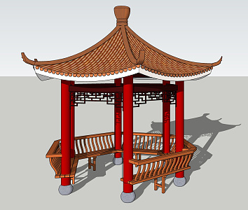 Chinese style pavilion hexagonal pavilion beauty 3d model