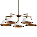 Elegant Modern Ceiling Chandelier With Multiple White Shades And Brass Trim 3d model