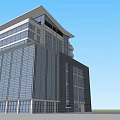 Modern Office Building Exterior Featuring Glass Curtain Wall And Multi Storey Design