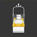 Toy Road Roller Yellow And White With Red Warning Light Driver Seat And Rollers 3d model