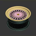 Shiny Black And Gold Car Wheel Rim With Mesh Spoke Design