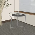 Modern Minimalist Side Table With Metal Frame And Glass Top Near Window Curtains