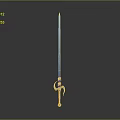 Stylish Decorative Sword With Blue Blade Pink Hilt And Golden Accents