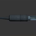 Two Black Conical Military Weapon Components With Blue Connecting Parts