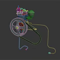 Green Industrial Equipment With Large Flywheel Metal Structure Mechanical Components And Stand