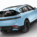 Light Blue Modern SUV Featuring Black Roof Black Wheels And Sleek Exterior Design