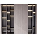 Modern Wooden Bookcase Interior Design With Open Shelves And Lighting