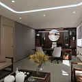 Modern Office Interior Design With Open Layout Desks Computers Plants And Wall Art 3d model
