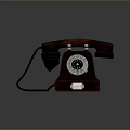 Vintage Brown Wooden Telephone With Rotary Dial And Black Handset Cord