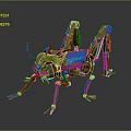 Mechanical Green Grasshopper With Metal Structure Red Details Spring Legs And Black Eyes