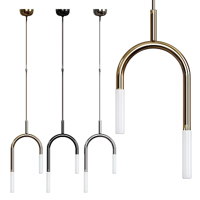 Modern U Shaped Pendant Lights In Gold Black Silver With White Tubes 3d model