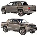 Gray Volkswagen Pickup Truck Modern Sporty Exterior Design Front Rear View
