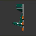 Green Gate With Silver Side Structures Orange Buttons And Red Logo Elements