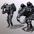 Sci Fi Mechanical Creatures In Multiple Poses With Red Eyes And Detailed Robotic Structures 3d model