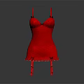 Red Satin Slip Dress With Delicate Lace Trim And Bow Accents