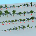 Various Arbor Trees With Different Sizes And Numbered Markers For Landscape Design Projects 3d model