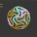 Intricate Decorative Sphere With Hollow Blue And Silver Wave Pattern Shiny Surface 3d model