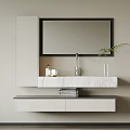 Modern Bathroom Vanity With Mirror Marble Countertop Drawers And Toiletries