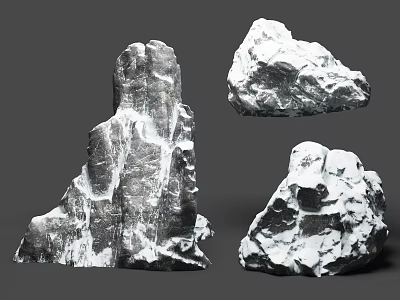 stone rock snow rock snow mountain stone snow stone 3d model