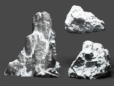 stone rock snow rock snow mountain stone snow stone 3d model