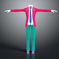 Red Blazer With White Shirt Blue Tie Teal Pants And Pink Shoes Outfit