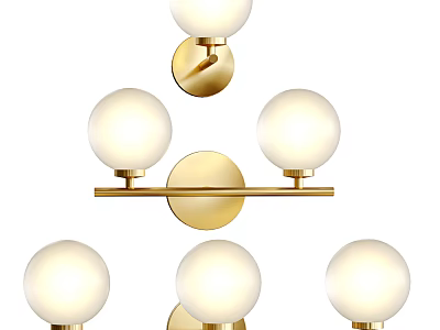 Modern Gold Wall Sconce With Globe Shades Contemporary Decorative Lighting Fixture 3d model