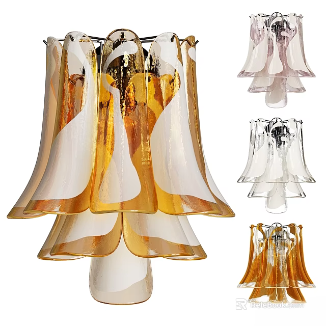 Colorful Glass Wall Lamps With Elegant Petal Shaped Design For Modern Decor 3d model 