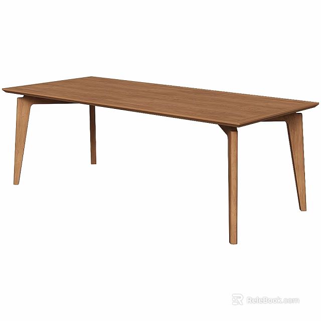 Simple Design Wooden Dining Table With Rectangular Tabletop And Slender Legs 3d model