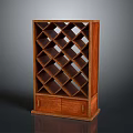 Elegant Wooden Wine Cabinet Featuring Diamond Lattice Storage And Bottom Drawers