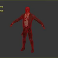 Man In Black Leather Jacket Red T-Shirt White Logo Brown Pants Black Boots Arms Outstretched
