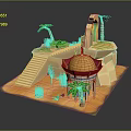 Commercial Desert Themed Outdoor Equipment With Palm Trees Slide Stairs And Dome Structure