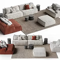 Baxter Damascus Sofa Coffee Table Combination Single Sofa Double Sofa 3d model