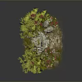 Miniature Garden Scene With Green Trees Small Pavilion Flowers And Stones