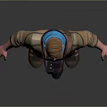 Adventurous Character With Sunglasses Blue Scarf Brown Jacket Green Pants And Binoculars