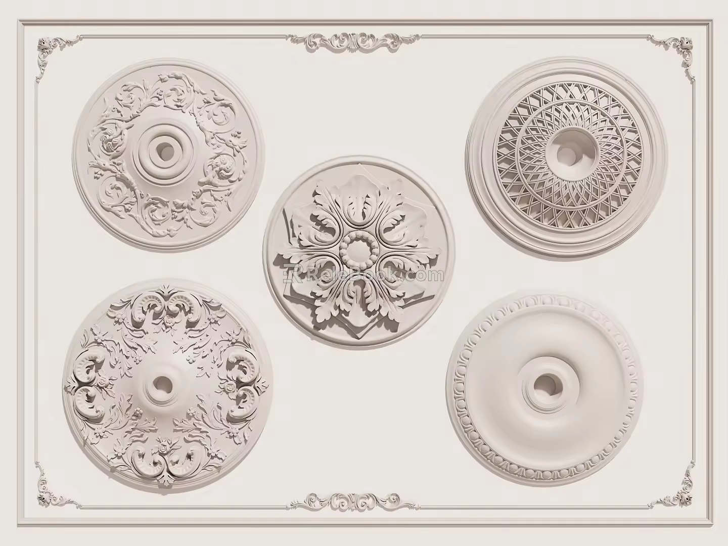 European-style lamp panel gypsum carved lamp panel 3d model