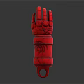 Red Hand Shaped Decorative Sculpture With Intricate Details And Stand Base