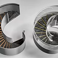 Modern Spiral Staircase Design With Glass Railing Black Steps And Yellow Accents