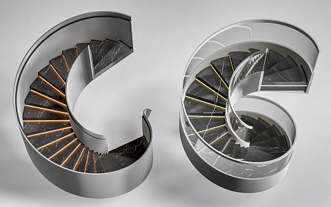 revolving stair indoor stair handrail stair 3d model