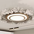 Modern White Origami Petal Design Ceiling Light With Circular Light And Metallic Frame