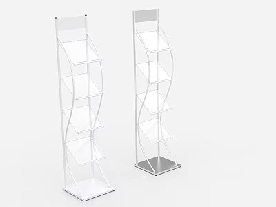 White Check-in Display Stand With Curved Multi Tiered Shelves For Events 3d model