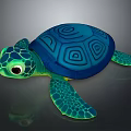 Cute Blue Shell Turtle With Green Head Limbs And Spiral Patterns 3d model